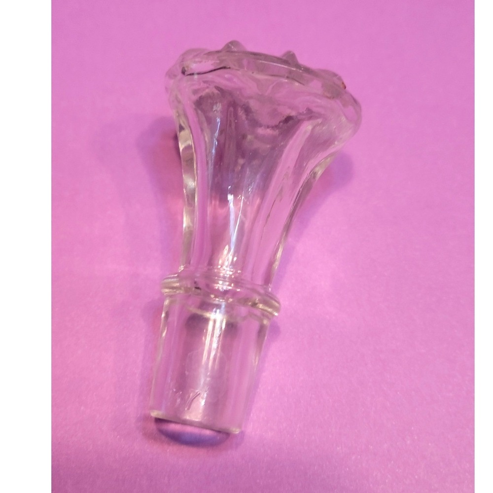Vintage Clear Pressed Glass Decanter Stopper Starburst Pattern Ground Base